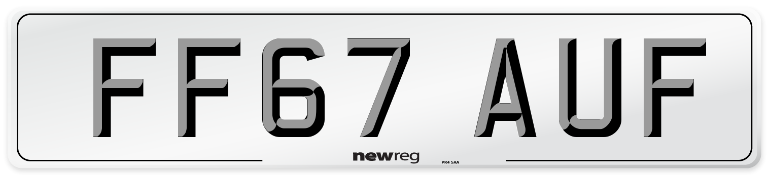 FF67 AUF Number Plate from New Reg